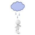 3D Character running under raincloud