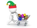 3D Character with Shopping Cart Buying Colorful Globes Royalty Free Stock Photo