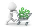 3D Character with Shopping Cart and Dollar Symbols Royalty Free Stock Photo