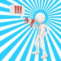 3d character shouting in megaphone