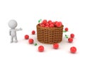 3D Character showing a basket full of cherries