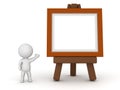 3D Character Showing Easel with Painting Frame Royalty Free Stock Photo