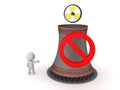 3D Character showing forbidden nuclear energy symbol Royalty Free Stock Photo