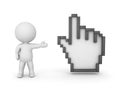 3D Character Showing Large Hand Cursor