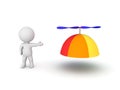 3D Character showing large propeller hat Royalty Free Stock Photo
