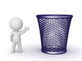 3D Character Showing Large Trash Basket Royalty Free Stock Photo