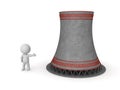 3D Character showing nuclear power chimney Royalty Free Stock Photo