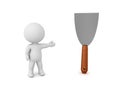 3D Character showing putty knife Royalty Free Stock Photo