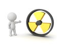 3D Character showing radioactive danger symbol
