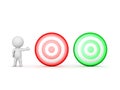 3D Character Showing Red and Green Targets Royalty Free Stock Photo