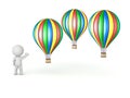 3D Character Showing Several Hot Air Balloons