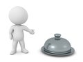 3D Character showing stainless steel cloche serving platter