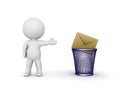 3D Character showing trash basket and mail envelope