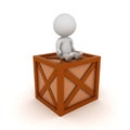 3D Character sitting on wooden crate