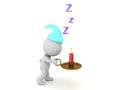 3D Character sleep walking with z letters above him