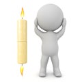 3D Character is stressed because he is burning the candle at both ends Royalty Free Stock Photo