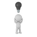 3D Character Stressed with Dark Light Bulb above Head - No Idea Royalty Free Stock Photo