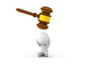 3D Character stressed because giant gavel is about to hit him