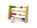 3D Character stressed out next to Abacus