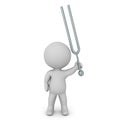 3D Character with tunning fork in his left hand Royalty Free Stock Photo