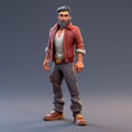 3d Character V01: Comic-inspired Casual Game Character In Indigo And Maroon Royalty Free Stock Photo