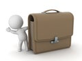 3D Character Waving from Behind Large Brief Case