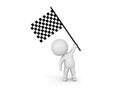 3D Character waving checkered flag Royalty Free Stock Photo