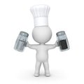 3D Character Wearing Chef Hat Holding Salt and Pepper