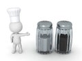 3D Character Wearing Chef Hat Showing Salt and Pepper Royalty Free Stock Photo