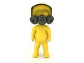 3D Character wearing hazmat suit with gas mask