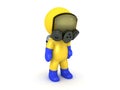 3D Character wearing hazmat suit and gask mask