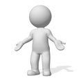 3D character on white background. Unsure what to do. awaiting response Royalty Free Stock Photo