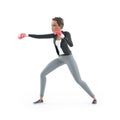 3d character woman boxing workout