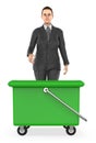 3d character , woman & empty bin