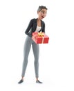 3d character woman offering a gift