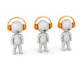 3D Characters at Call Center with Headphones and Microphones