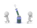 3D Characters Running Away from a Vaccine Royalty Free Stock Photo
