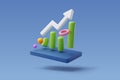 3d chart and trend graph arrow, Data analyze financial and stock market concept