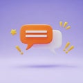 3D Chat Bubbles with Exclamation Marks and Star on Purple Background speech bubbles communication Royalty Free Stock Photo