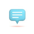 3d chat icon, speech bubble with three lines, comment. Button isolated on white background, vector illustration