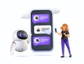 3D Chatbot virtual assistant abstract concept vector illustration. Artificial intelligence, online smart robot, device