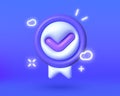 3d check mark set 3d for web design. Neon Shield check mark icon. Vector design. Isolated background. 3d vector