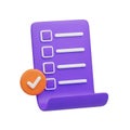 3D Checklist Icon with Completed Tasks and Checkmark to-do list task list Royalty Free Stock Photo