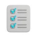 3D Checklist with Three Blue Checkmarks on White Background to do list task Royalty Free Stock Photo