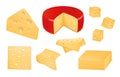 3d cheese slice, cheddar food. Farm mozzarella and brie, hard camembert, gourmet gouda. Different cutting, whole half