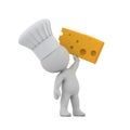 3D Chef holding a piece of cheese Royalty Free Stock Photo