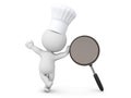 3D Chef leaning on frying pan