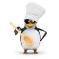 3d Chef penguin with wooden spoon