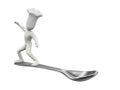 3d chef surfing on spoon