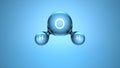 3d chemical formula of water. H2O water molecule on a blue clean background. Science, chemistry, biology, education Royalty Free Stock Photo